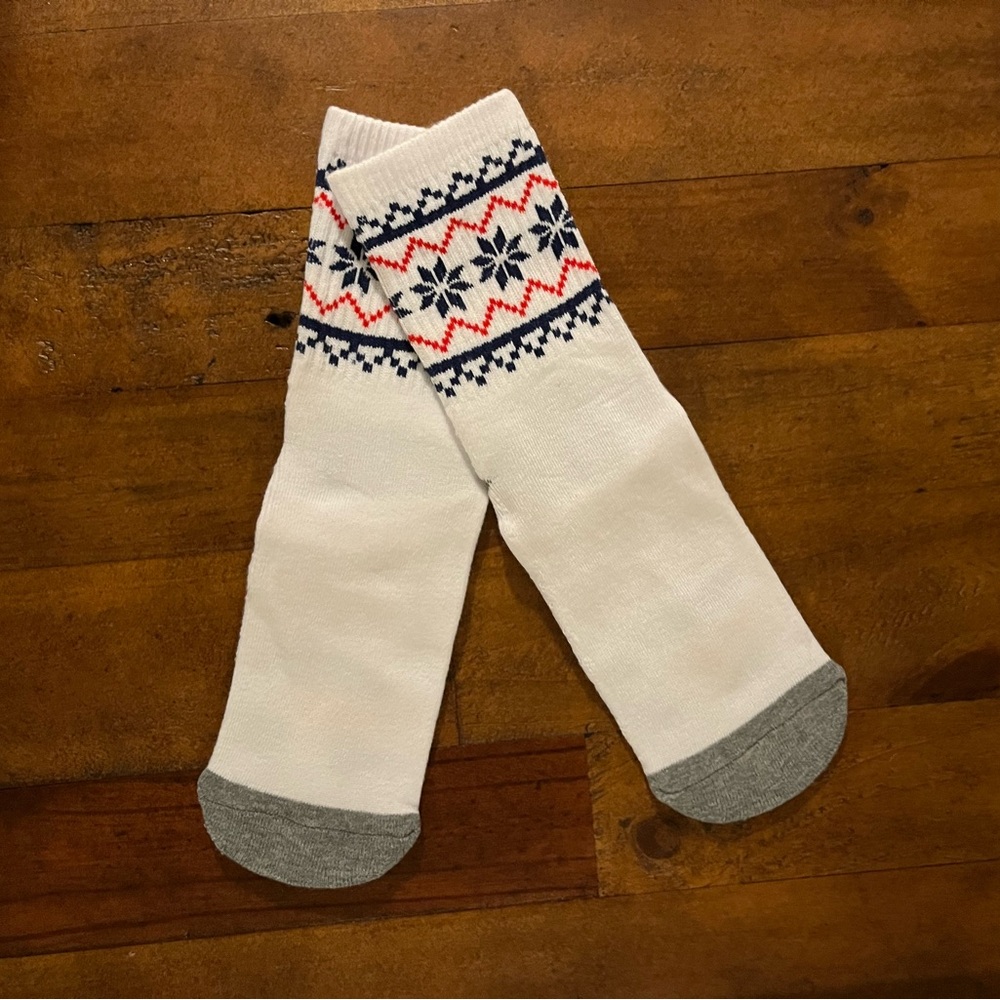 White and Gray Snowflake and Snowman Patterned Socks, one size, NWOT